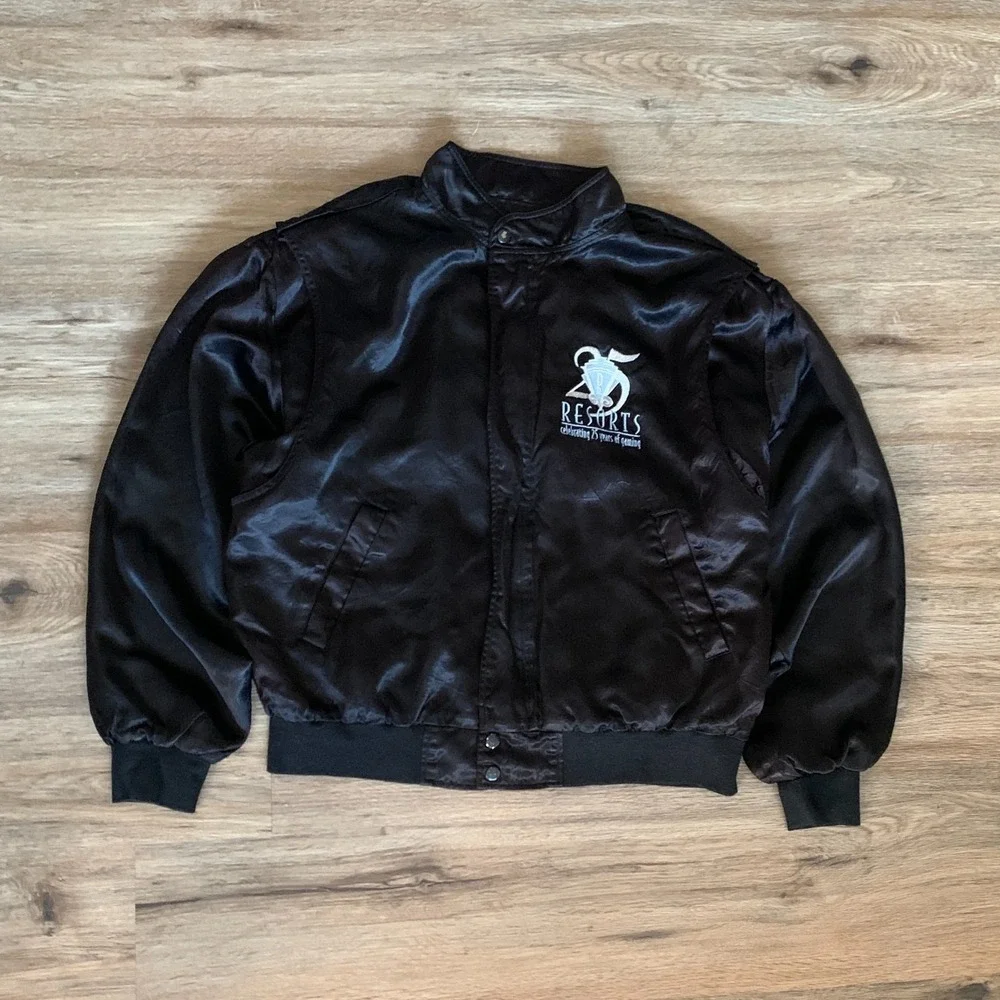 VINTAGE 25TH ANNIVERSARY RESORTS CASINO ATLANTIC CITY SATIN REVERSIBLE JACKET